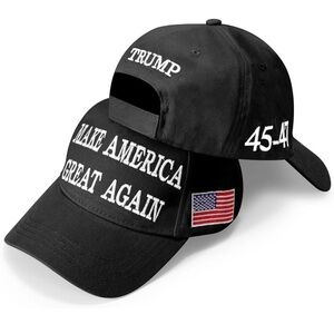 Black Embroidered Cap with Flag Detail